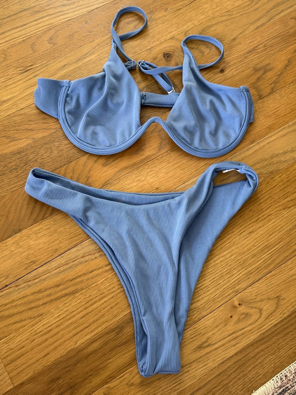 Ribbed Blue Bikini Set